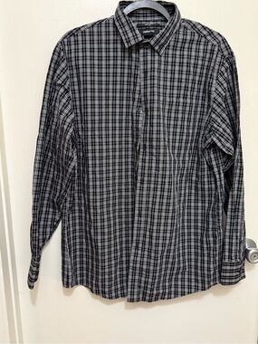 Claiborne Black and White Plaid Button-Down Shirt